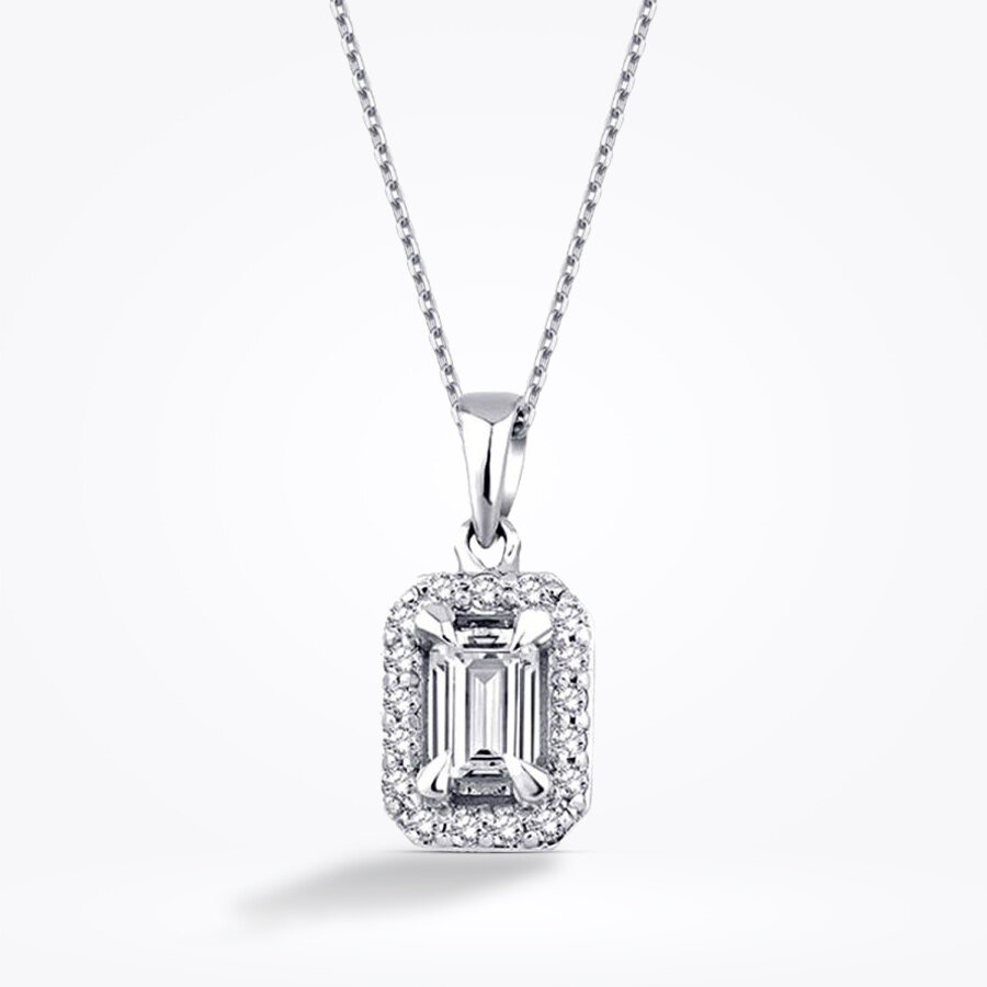 0.35 Karat Pırlanta Emerald Kolye