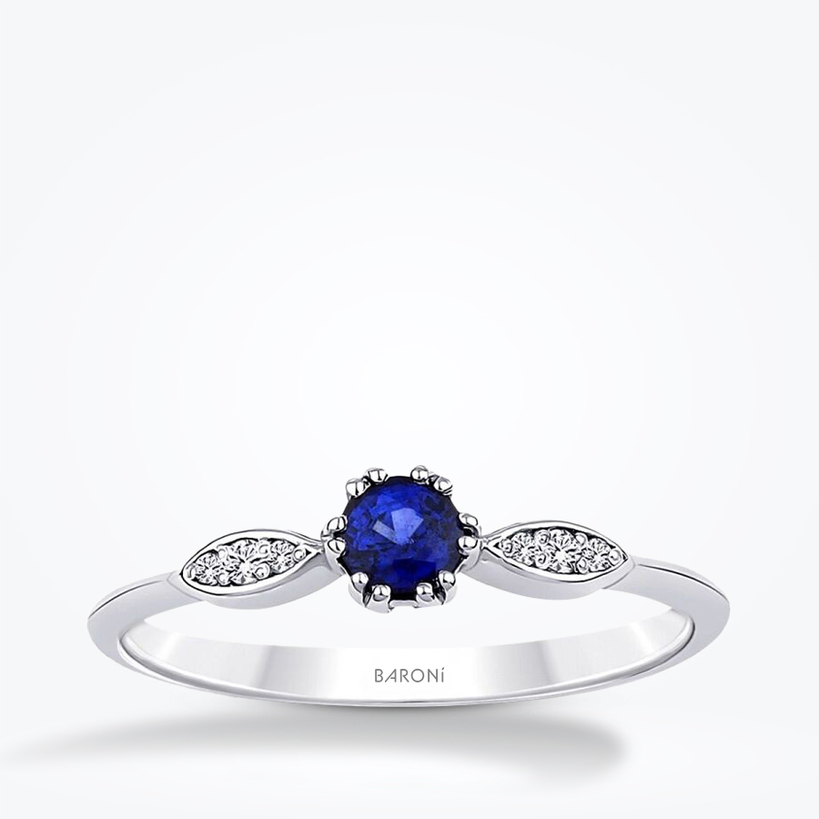 0.35 Karat Pırlanta Safir Yüzük - Baroni Diamond