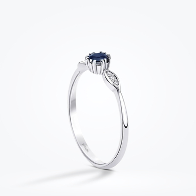 0.35 Karat Pırlanta Safir Yüzük - 2