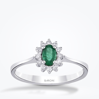 0.35 Karat Pırlanta Zümrüt Yüzük - Baroni Diamond