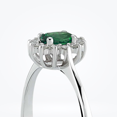 0.35 Karat Pırlanta Zümrüt Yüzük - 3