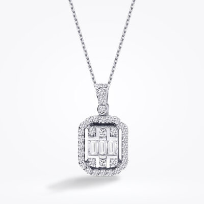 0.36 Karat Pırlanta Baget Kolye - 1