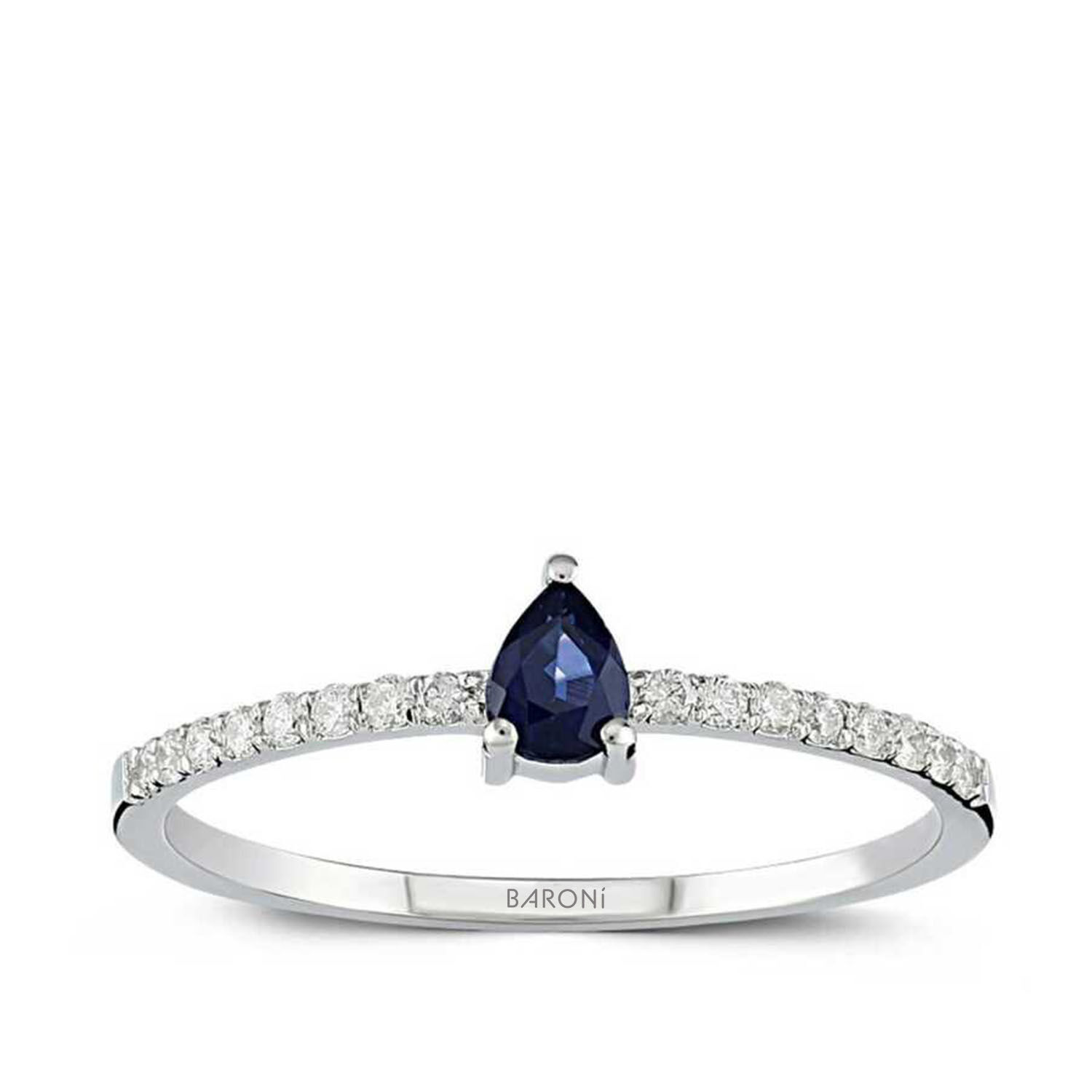 0.36 Karat Pırlanta Damla Safir Yüzük - Baroni Diamond