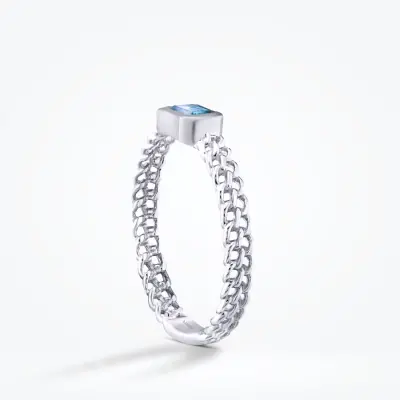 0.37 Karat Blue Topaz Yüzük - 2