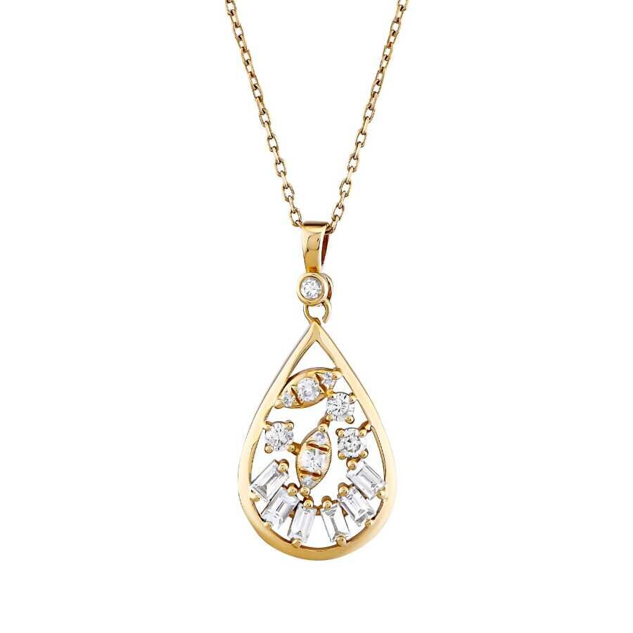 0.37 Karat Pırlanta Baget Damla Kolye - Baroni Diamond
