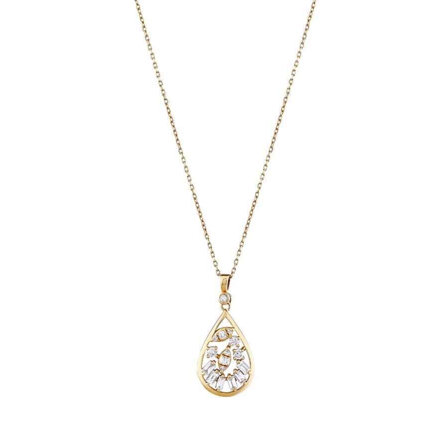 0.37 Karat Pırlanta Baget Damla Kolye - Baroni Diamond