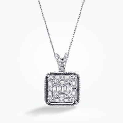 0.37 Karat Pırlanta Baget Kolye - Baroni Diamond