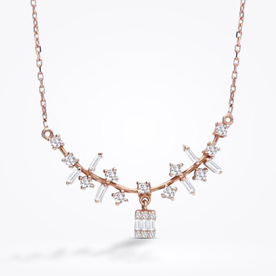 0.37 Karat Pırlanta Baget Kolye - 1