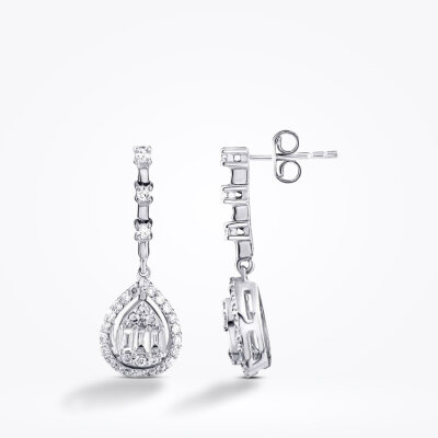 0.37 Karat Pırlanta Baget Küpe - 1