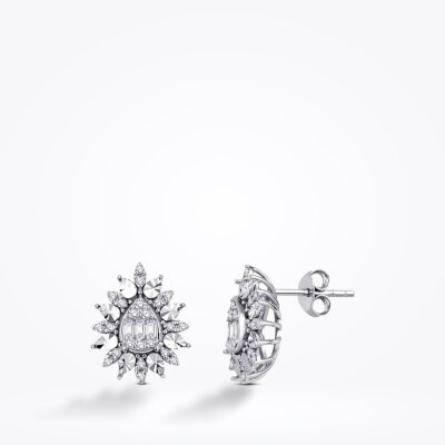 0.37 Karat Pırlanta Baget Küpe - 1