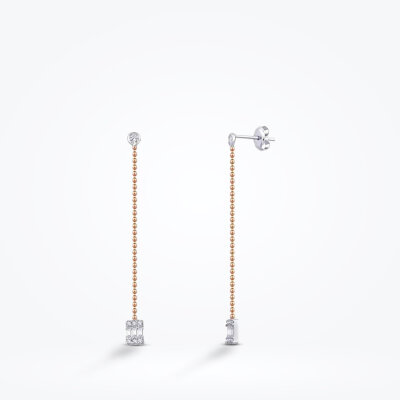 0.37 Karat Pırlanta Baget Trend Küpe - 1