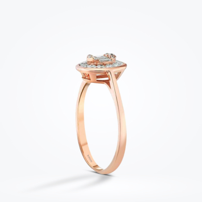 0.37 Karat Pırlanta Oval Baget Rose Yüzük - 2