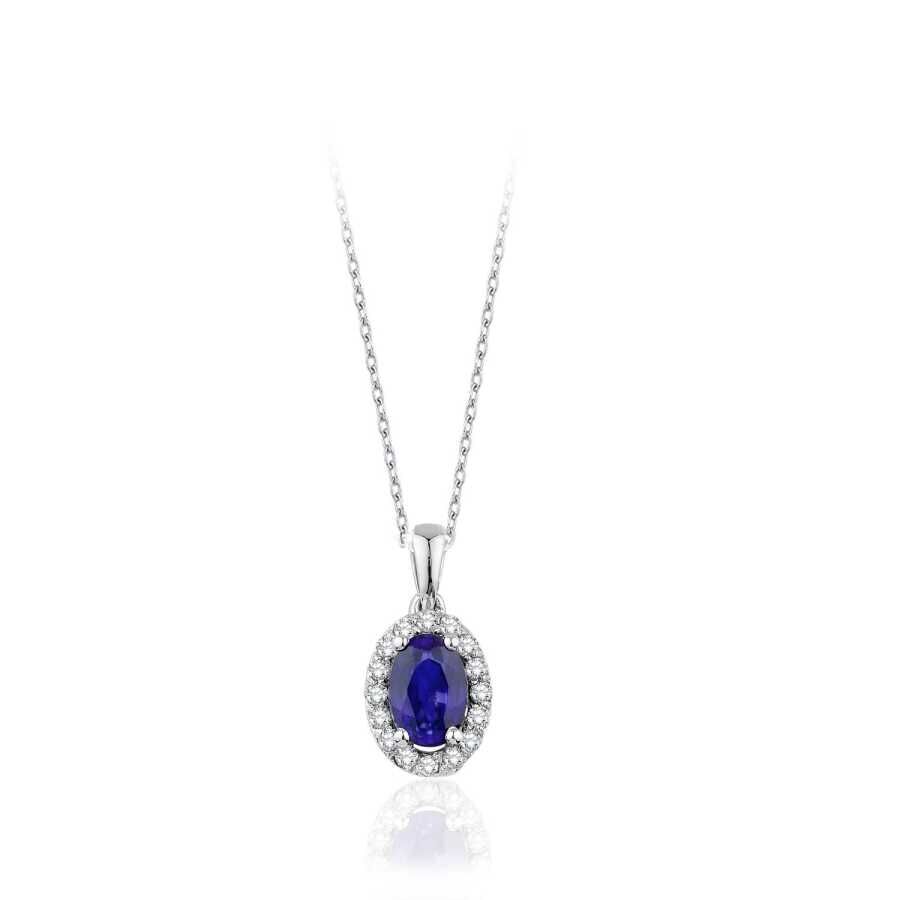 0.37 Karat Pırlanta Safir Kolye