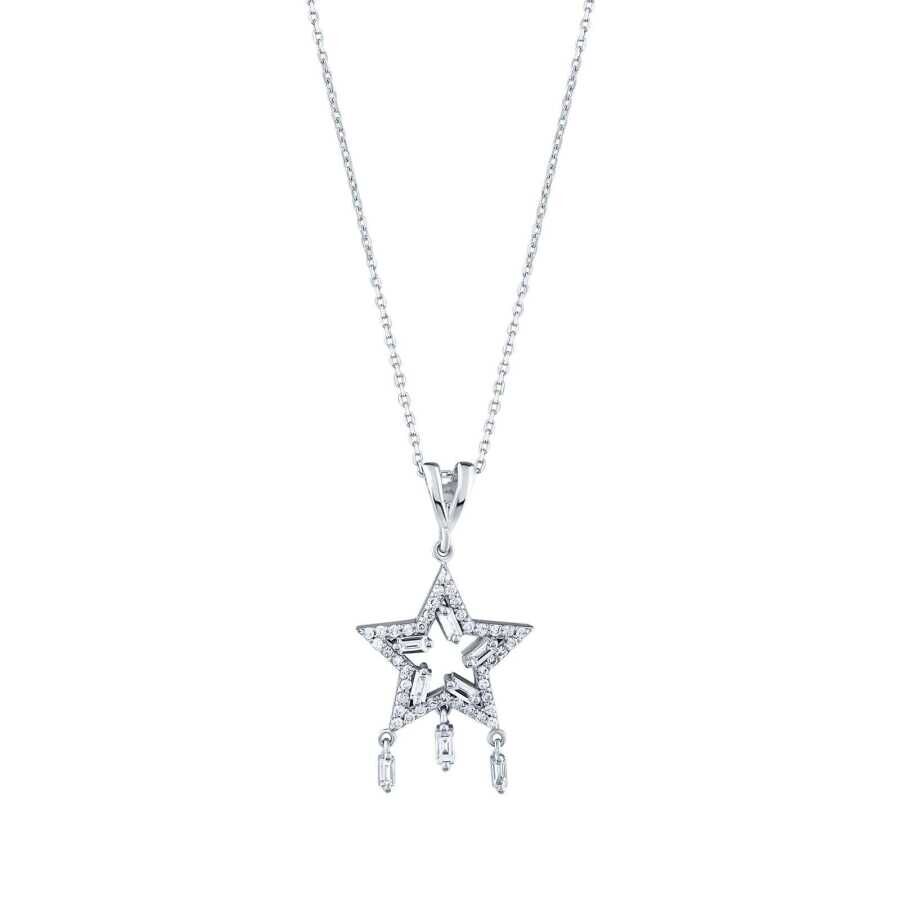 0.38 Karat Pırlanta Baget Yıldız Kolye - Baroni Diamond
