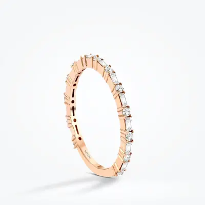 0.38 Karat Pırlanta Rose Yarımtur Yüzük - Baroni Diamond