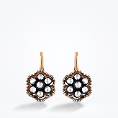 0.39 Karat Elmas Gül Küpe - 2