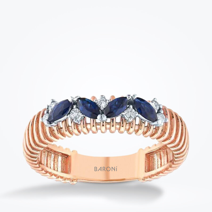0.39 Karat Pırlanta Safir Yüzük - Baroni Diamond