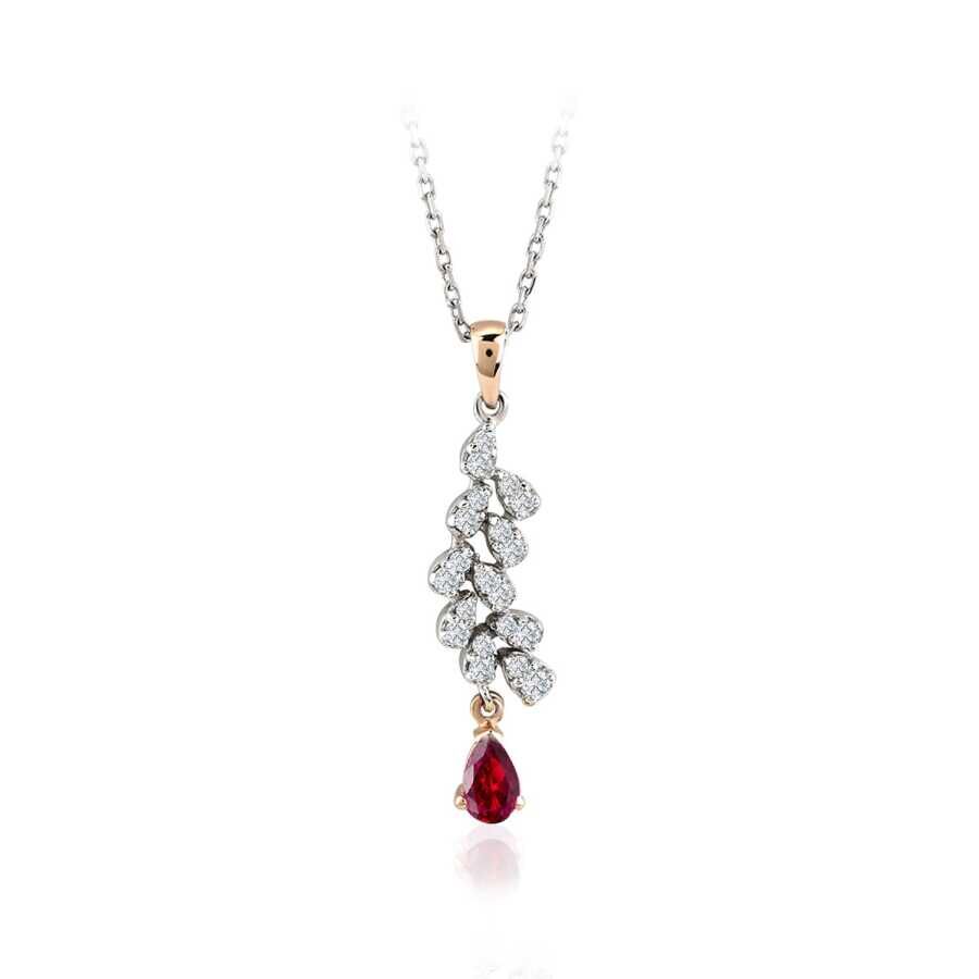 0.39 Karat Pırlanta Yakut Kolye - Baroni Diamond