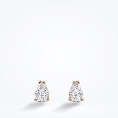 0.40 Karat Pırlanta Damla Tektaş Rose Küpe - 1