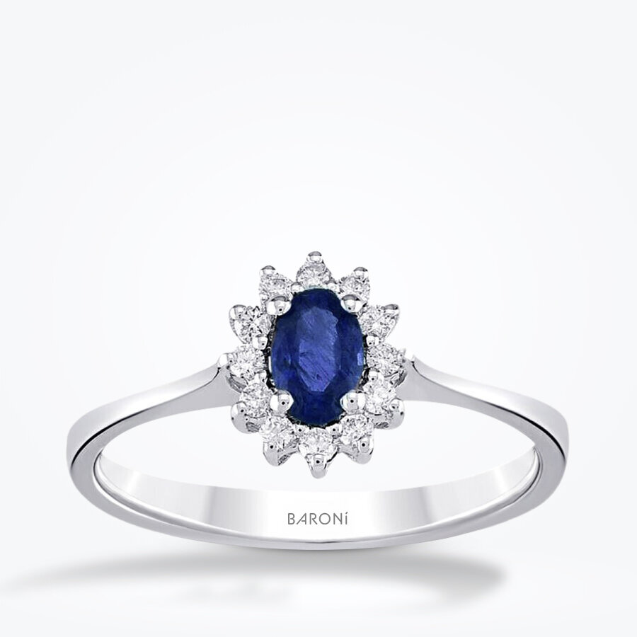 0.40 Karat Pırlanta Oval Safir Yüzük - Baroni Diamond