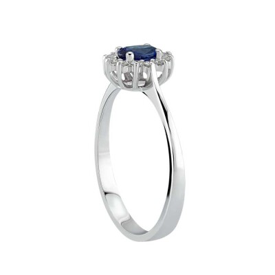 0.40 Karat Pırlanta Oval Safir Yüzük - 2