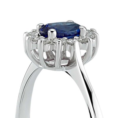 0.40 Karat Pırlanta Oval Safir Yüzük - 3