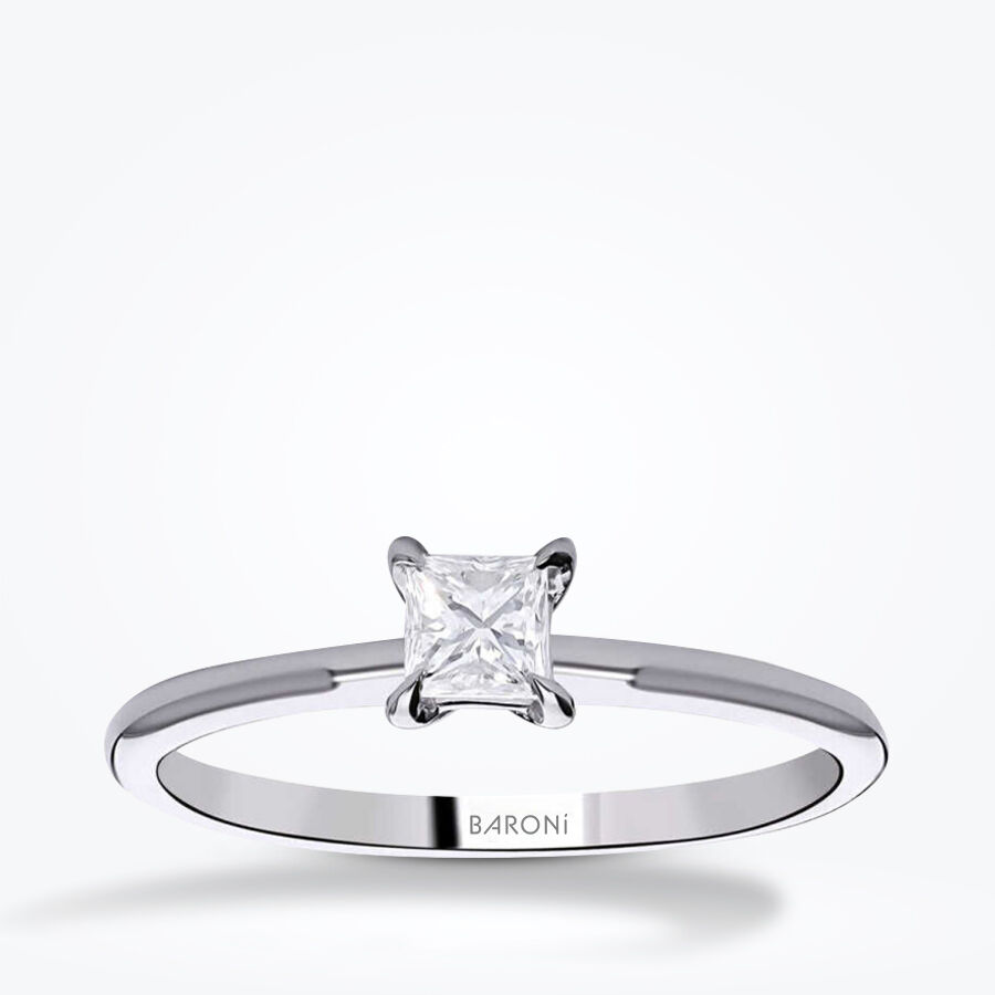 0.40 Karat Pırlanta Prenses Kare Tektaş Yüzük - Baroni Diamond