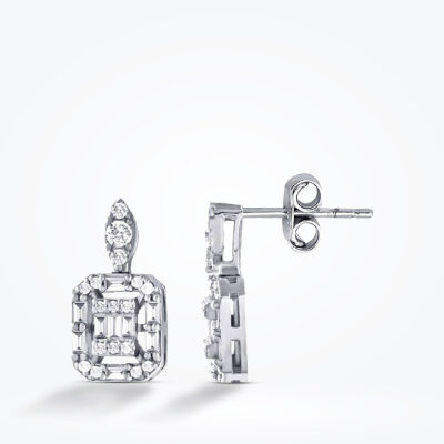 0.41 Karat Pırlanta Baget Küpe - 1