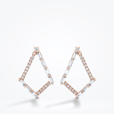 0.41 Karat Pırlanta Baget Trend Küpe 