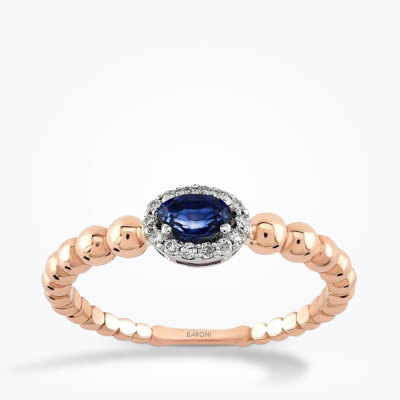 0.41 Karat Pırlanta Safir Yüzük - 1