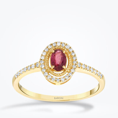 0.41 Karat Pırlanta Yakut Yüzük - 1