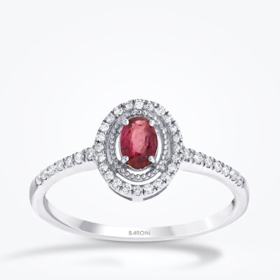 0.41 Karat Pırlanta Yakut Yüzük - 1