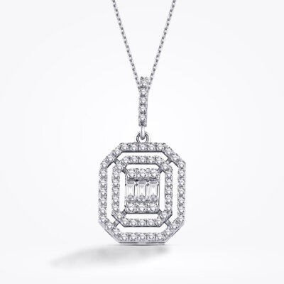 0.42 Karat Pırlanta Baget Kolye 