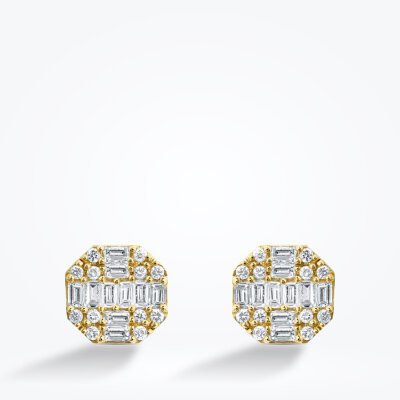 0.42 Karat Pırlanta Baget Yuvarlak Küpe - Baroni Diamond (1)