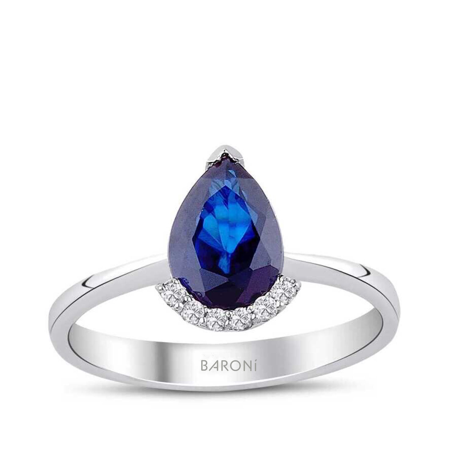 0.42 Karat Pırlanta Damla Safir Yüzük - Baroni Diamond
