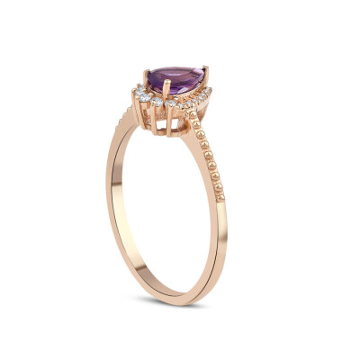 0.43 Karat Pırlanta Ametist Taşlı Safir Yüzük - Baroni Diamond (1)