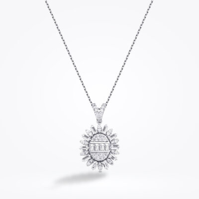 0.43 Karat Pırlanta Baget Kolye - Baroni Diamond (1)