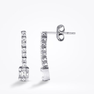 0.43 Karat Pırlanta Baget Küpe - 1