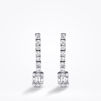 0.43 Karat Pırlanta Baget Küpe - 2