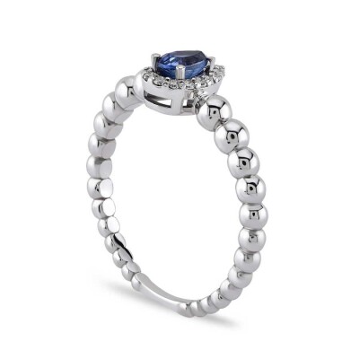 0.43 Karat Pırlanta Damla Safir Yüzük - Baroni Diamond (1)