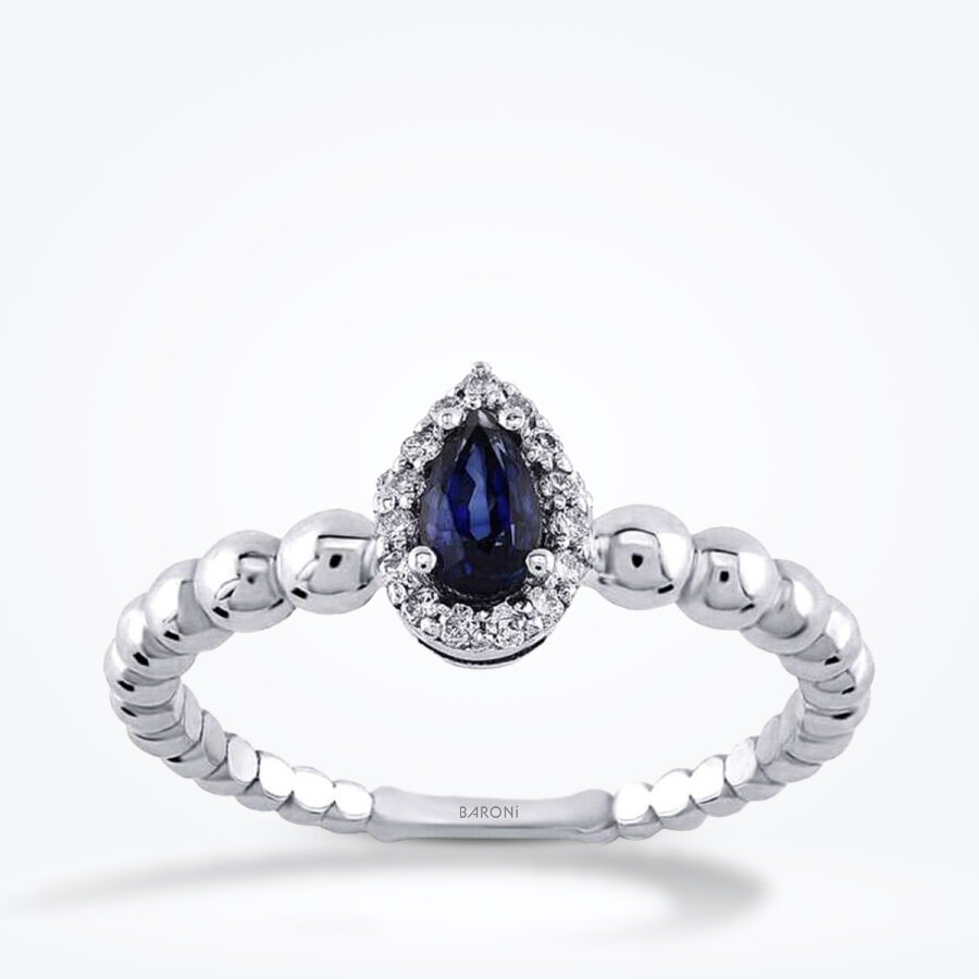 0.43 Karat Pırlanta Damla Safir Yüzük - Baroni Diamond