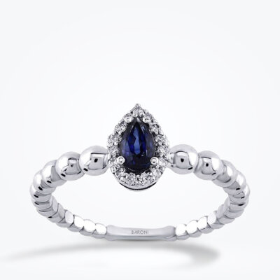 0.43 Karat Pırlanta Damla Safir Yüzük - 1