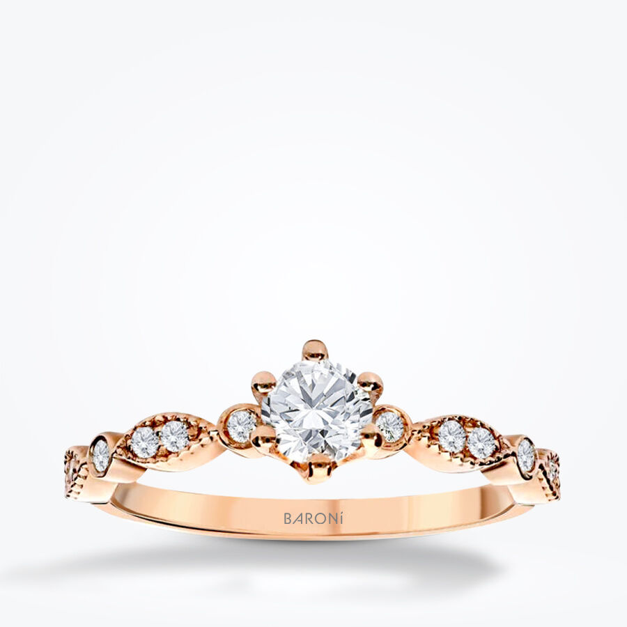 0.43 Karat Pırlanta Lotus Tektaş Yüzük - Baroni Diamond