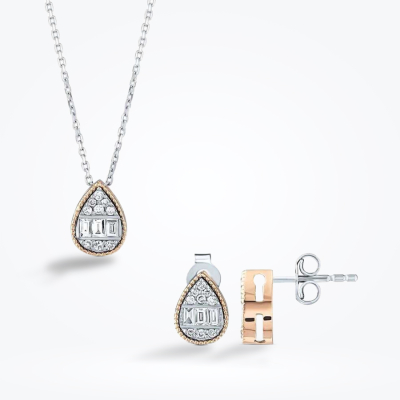 0.44 Karat Pırlanta Damla Baget Set - 1