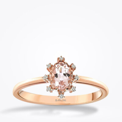 0.44 Karat Pırlanta Morganit Yüzük - 1