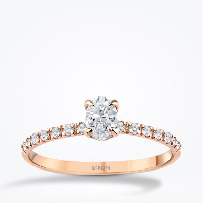 0.44 Karat Pırlanta Rose Oval Tektaş Yüzük - 1