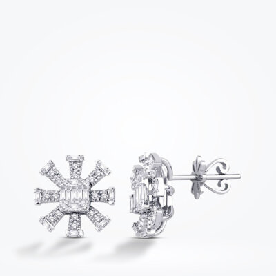 0.45 Karat Pırlanta Baget Küpe - Baroni Diamond