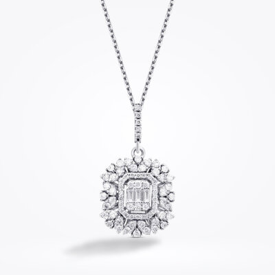 0.46 Karat Pırlanta Baget Kolye - 1