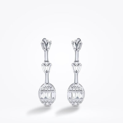 0.46 Karat Pırlanta Baget Küpe - 2