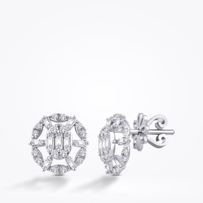 0.46 Karat Pırlanta Baget Küpe - 1